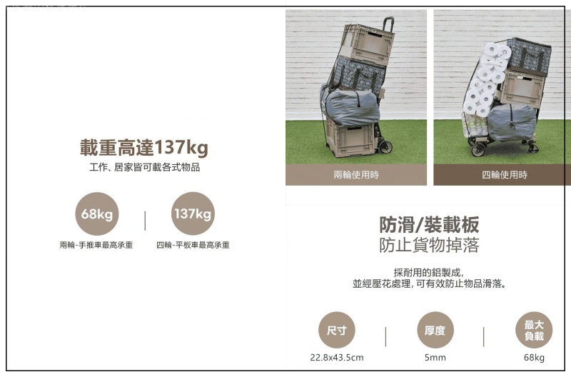 四輪手推車,好收納的手推車,平板手推車,手推車推薦,直立式手推車,輪子大的手推車,適合戶外用的手推車 @壞波妞の旅行食踨